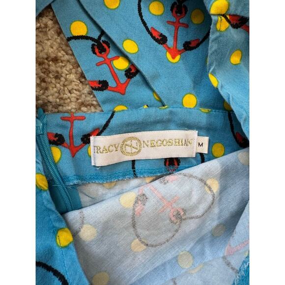 Tracy Negoshian Blue, sleeveless dress, size medium. Blue, yellow & Red. - Picture 6 of 9
